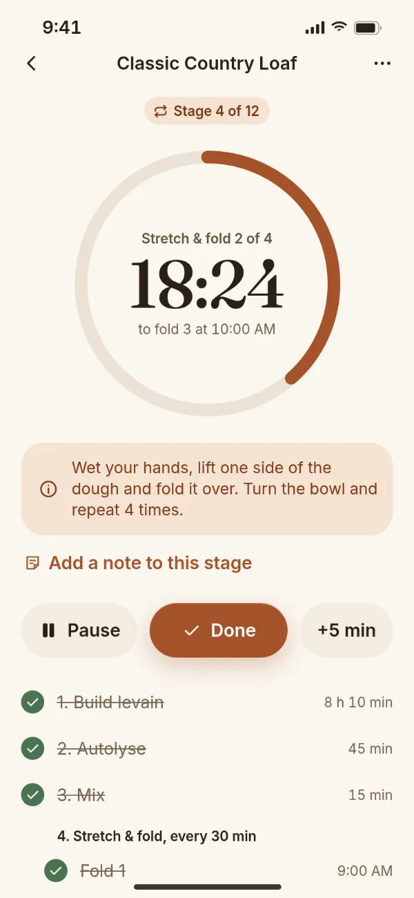 Bake plan timer